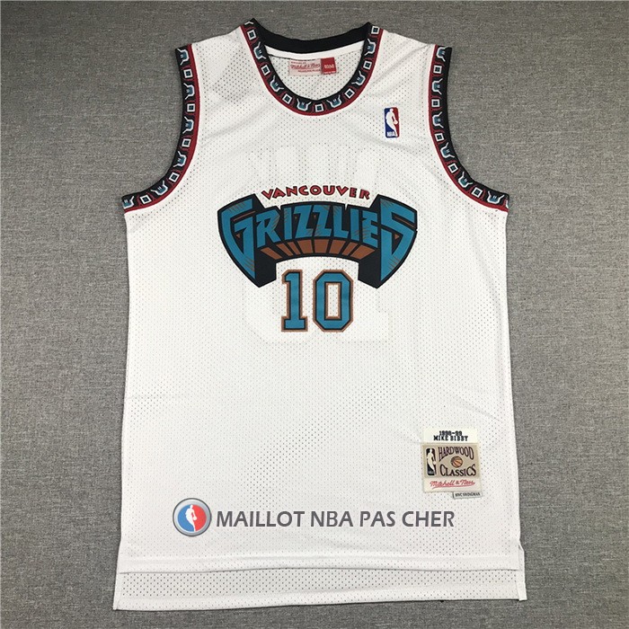 Maillot Memphis Grizzlies Mike Bibby No 10 Historic Retro Blanc